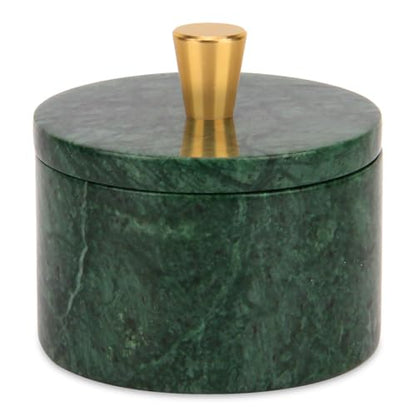 Marble Salt Cellar with Lid, Blackish Green, 4 inch | Natural Stone, Salt Pepper Box, Gold Alloy Handle, Kitchen Countertop Storage, Multi-Use, Sugar Spice Seasoning Container - color: Blackish Green