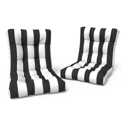 LVTXIII Outdoor Tufted Low Back Cushions Set of 2 Patio Seasonal Replacement Rocking Chair Cushion with Ties, Solid Seat and Back Chair Cushion, 42 L x 21W, Cabana Black - color: Cabana Black, size: 42x21x4