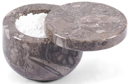 Marble Salt Cellar with Swivel Lid 3 Inch Salt Box Oceanic Mini Salt and Spice Jar Storage Magnetic Lock Container, Salt Crock for Sea Salt, Flaky Salt, and Sugar - color: Oceanic