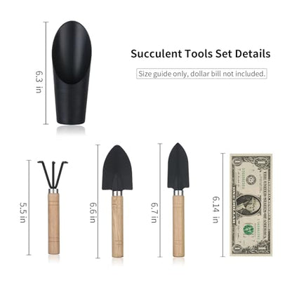 5Pcs Succulent Tool Set, Mini Garden Tools for Plant Care (No Flowerpot) | Plant Potting Mat as Plant Accessories,Succulent Gardening Hand Tools Kit for Seedling Soil,Gifts for Woman’s Gardening work - style: Classic Garden Tools