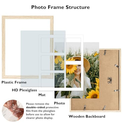 JCJMY 11x14 Picture Frame, 4x6 Collage Picture Frame, Display 5 Pcs 4x6 Photos or 11x14 Picture, Five Opening 4x6 Collage Frame for Wall Hanging, Lightweight 4 x 6 Multi Pictures Frame, Natural - color: Natural
