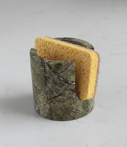 Natural Marble Travertine Sponge Holder for Kitchen Counter, Drying Rack, Sponge Caddy for Sink Organizer - Green Rainforest Marble - color: Green Rainforest Marble