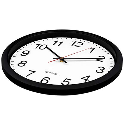 Bernhard Products Black Wall Clock Silent Non Ticking - 16 Inch Extra Large Quality Quartz Battery Operated Round Easy to Read Home/Office/Business/Kitchen/Classroom/School Clocks - size: 16 Inch