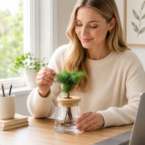 Transparent Hydroponic Plant Trapezoidal Vase, Desktop Clear Water Plant Jars with Hollow Lid, Plants Container for Desk, Indoor, Home, Office Decor and Outdoor for Gardening Gifts to Plants Lovers - color: Clear-bell