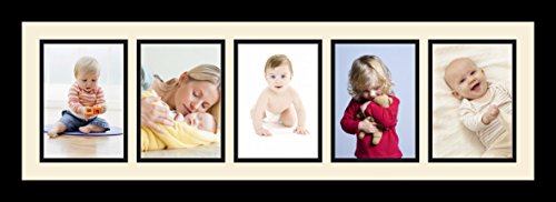 ArtToFrames Collage Photo Frame Single Mat with 5-5x7 Openings and Satin Black Frame. - color: 5 - 5x7 - (2137), size: Brique