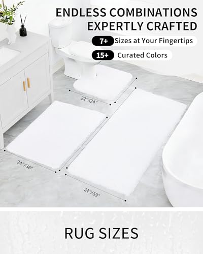 Toilet Rugs U-Shaped Mat 24x22, Contour Bathroom Mat - Ultra Soft & Absorbent Microfiber, Quick-Dry, Machine Washable with High Density Foam Latex Non Slip Backing, White - color: White, size: 24" X 22"(Toilet Rug)