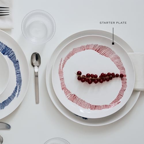 Serax Appetizer Plate | Feast tableware by Ottolenghi | 2 Starter Plates | Stoneware Dinnerware Set in white red | luxury Dishware Set for Dinner at Home, Party, Christmas | Kitchen Sets - size: Starter plate