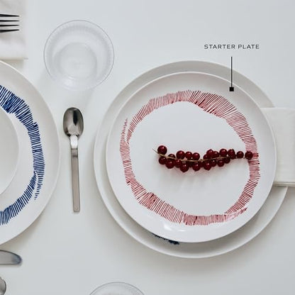 Serax Appetizer Plate | Feast tableware by Ottolenghi | 2 Starter Plates | Stoneware Dinnerware Set in white red | luxury Dishware Set for Dinner at Home, Party, Christmas | Kitchen Sets - size: Starter plate