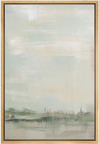 SIGNWIN Framed Canvas Print Wall Art Tan Green Pastel Landscape Shapes Abstract Illustrations Minimal Decorative Nordic Zen Bohemian for Living Room, Bedroom, Office - 24"x36" Natural - color: A10-2309-lev03, size: 36"L x 24"W