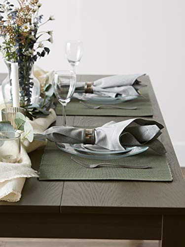 DII Basic Everyday Ribbed Tabletop 100% Cotton, Placemat Set, 13x19, Artichoke, 6 Piece - color: Artichoke, size: 13x19"
