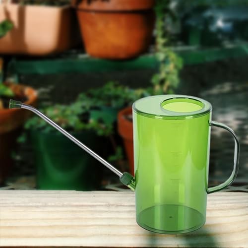 Indoor Watering Can 2L Long Spout Plant Watering Pot, PS Plastic with Scale Markings, for House Plants and Potted Plants, Green - color: Green