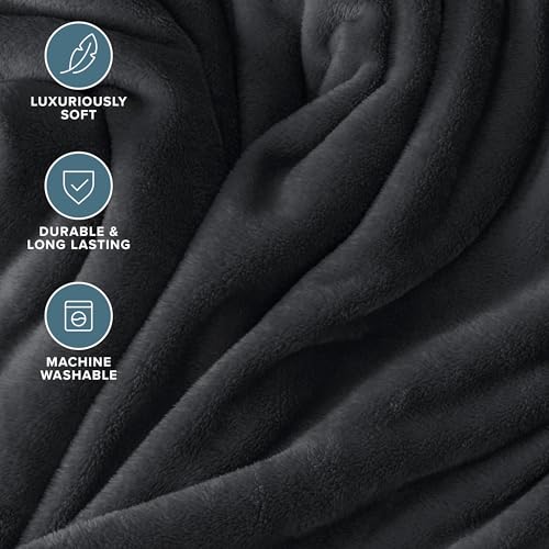 Bare Home Fleece Blanket Luxury Microplush (Full/Queen, Black) | Ultra-Soft Lightweight Blanket for Bed, Sofa, and Couch, Cozy & Warm Blanket - color: 05 - Black, size: Full/Queen