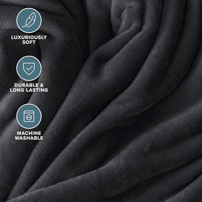 Bare Home Fleece Blanket Luxury Microplush (Full/Queen, Black) | Ultra-Soft Lightweight Blanket for Bed, Sofa, and Couch, Cozy & Warm Blanket - color: 05 - Black, size: Full/Queen