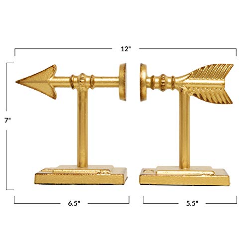 Creative Co-Op Decorative Cast Metal Arrow Bookends, Gold, Set of 2 - color: Gold
