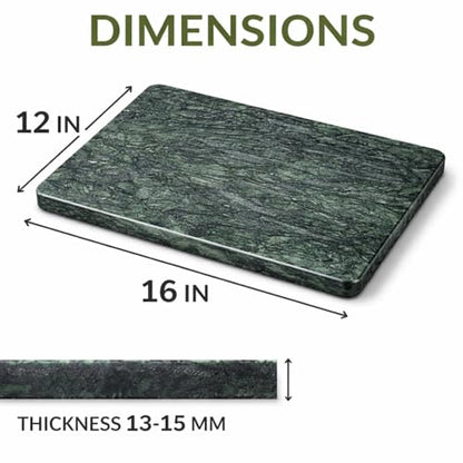 Marble Cheese and Pastry Board 16 x 12 Inch | Natural Carrara Marble, Cutting Board and Serving Tray, For Dough, Bread, Pizza, Charcuterie, Heavy, Non-Slip, Gift-Ready - color: Green, size: 16"L x 12"W