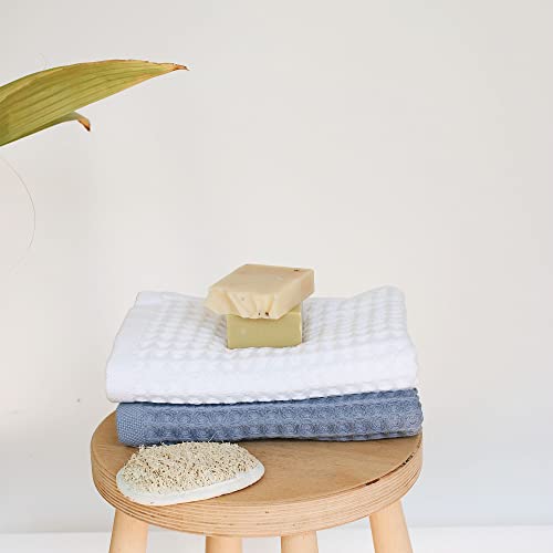 Waffle Hand Towel – 100% Turkish Cotton, Quick-Dry, Soft and Absorbent Bathroom Towel (White) - color: White, size: Hand Towel (1 Piece)
