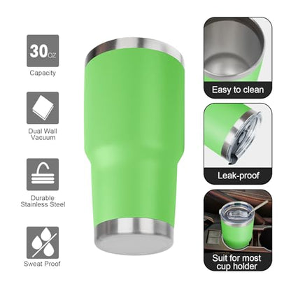30 oz Tumbler with Lids and Straws Double Wall Vacuum Insulated Tumbler Cup,Stainless Steel Leak-proof Thermal Tumbler Travel Coffee Mug for Cold and Hot Drinks,Avocado Green - color: Avocado Green, size: 30 Ounces