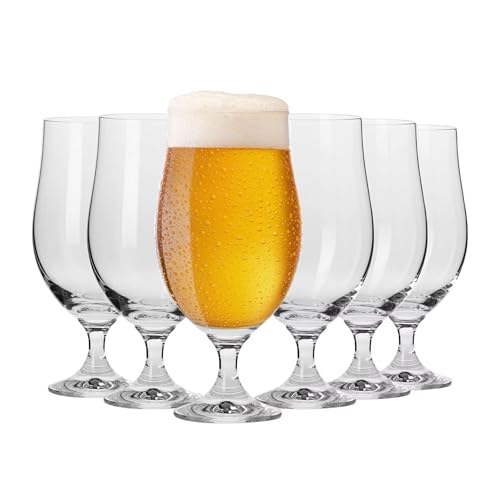 KROSNO Beer Glasses Set of 6, 16.9 oz, Harmony Collection | Drinking Glasses, IPA, Pilsner, Ale, Drinking Set, Lead-Free Crystal, Beer Stein, Dishwasher Safe - style: Beer 16.9 oz (Set of 6)