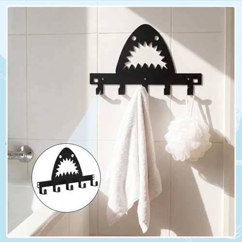 Reallnaive Shark Over The Door Hooks Bathroom Decoration Hanger Wall Mount Art Funny Rack Holder for Towel, Hat, Coat, Cloth, Keychain, Bag, Christmas Gift - style: Shark