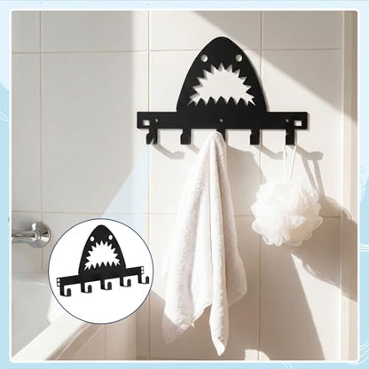 Reallnaive Shark Over The Door Hooks Bathroom Decoration Hanger Wall Mount Art Funny Rack Holder for Towel, Hat, Coat, Cloth, Keychain, Bag, Christmas Gift - style: Shark