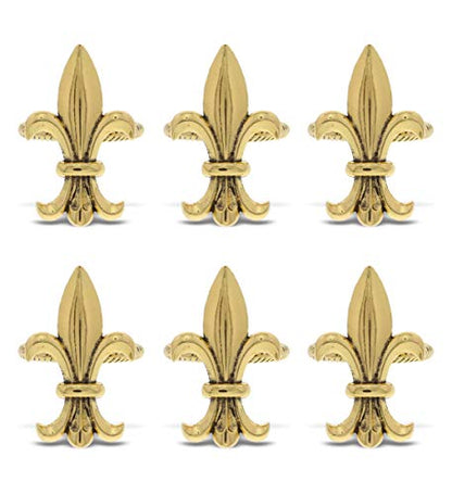 Gold Napkin Rings Set of 6 - Elegant Metal Gold Napkin Holder Ring Bands, Fancy Table Centerpiece Napkin Rings for Holiday Family Dinner, Birthday Party, Wedding Decorations - Fleur de Lis - style: Gold - Fleur De Lis
