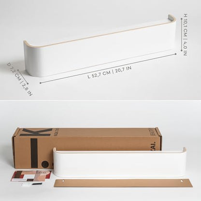 Kazai. Wall-Mounted Coat Rack 'Toke' - Modern Design Coat Rack with Hidden Wall Hooks - Solid Wood Veneer Panel Coat Hanger - White - color: White, size: 5 Hooks