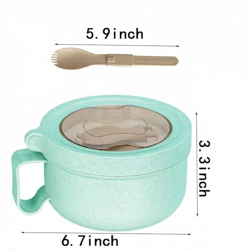 OZY Microwave Bowl Set with Lids and Handles,Ramen Noodles Cup Mug for Instant Noodles,Oatmeal,Salad,Soup,Cereal,Ideal for Home,Office, Dorm (1Green) - color: 1Green