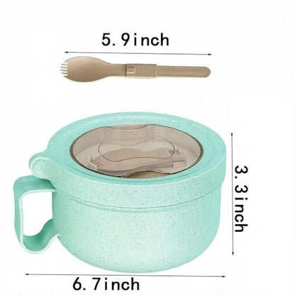 OZY Microwave Bowl Set with Lids and Handles,Ramen Noodles Cup Mug for Instant Noodles,Oatmeal,Salad,Soup,Cereal,Ideal for Home,Office, Dorm (1Green) - color: 1Green
