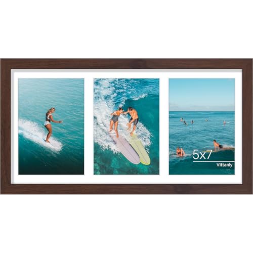 Vittanly 8x16 Collage Picture Frame for Wall Mounting, Brown | Displays 3Pcs 5x7 Pictures with Mat or 1Pc 8x16 without Mat, Picture Frames Collage Wall Decor, 1 Pack - color: Brown, size: 8x16