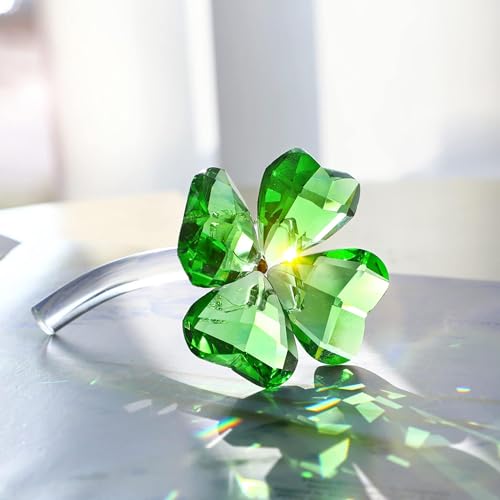 4'' Crystal Four Leaf Clover Figurine Collectibles St Patricks Day Decor - style: Four Leaf Clover