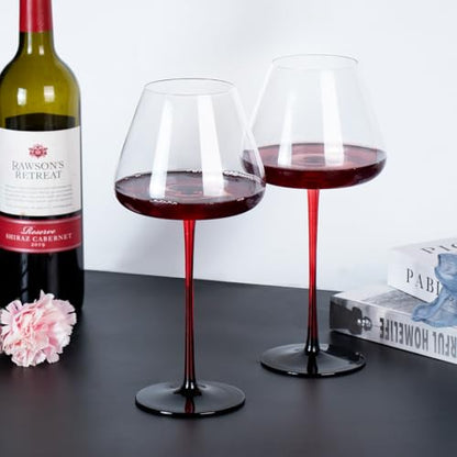 KAMMAK Crystal Red Wine Glasses Set of 2, 24.35 oz Stemmed Glasses, XH007 | Hand Blown, Bordeaux Wine Glasses, Thin Rim & Long Stem, Red & White, Daily Use, Wedding or Birthday Gift for Women - size: 8KPXH007