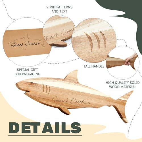 Funny Shark Charcuterie Board for Cutting Serving Cheese Meat Housewarming Gift Acacia Wood Decorative Charcuterie Board for Kitchen Birthday Xmas Wedding Parties, 24 x 9.1 x 0.6"(Classic) - style: Classic