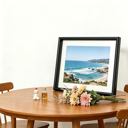 Floating Picture Frame 8X10, Black Aluminum Metal Photo Frame, Real Double Glass Floating Picture Frame with Glass Display Photos, Plant or Petal Specimens