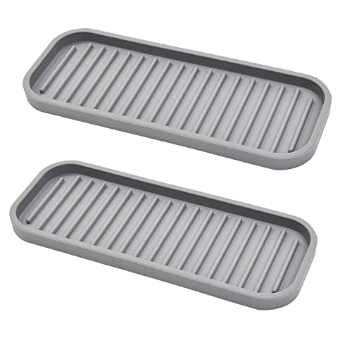 Mofason Silicone Soap Tray - Kitchen Soap Tray Sponge Tray 2 Pack Mist | Bathroom kitchen finishing tray, travel soap holder, soap and sponge sink organizer; for bar soap holder, dish sponge holder - color: Mist