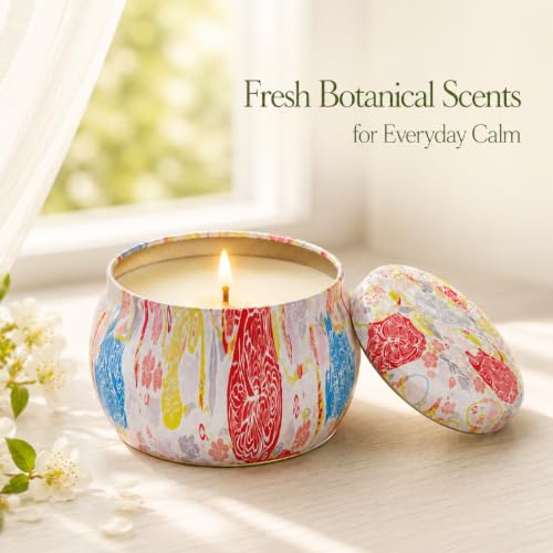 6 Pack Scented Candles Gift Set for Women, Soy Wax Tin Candles, 4 oz Each, 6 Fresh Botanical Scents, Up to 180 Hr Total Burn, Birthday Housewarming Thank You Gifts - size: Large 6-Candle Set (Summer)