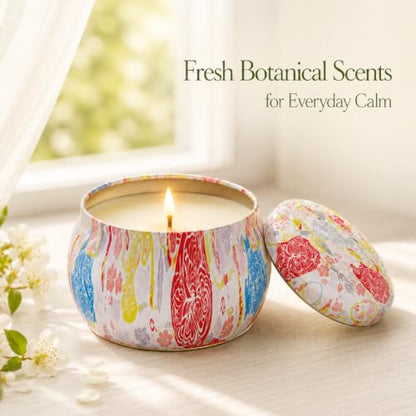 6 Pack Scented Candles Gift Set for Women, Soy Wax Tin Candles, 4 oz Each, 6 Fresh Botanical Scents, Up to 180 Hr Total Burn, Birthday Housewarming Thank You Gifts - size: Large 6-Candle Set (Summer)