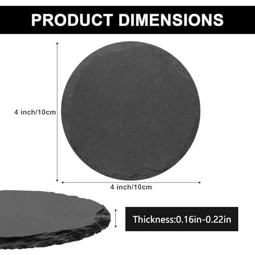 68 Pcs 4 Inch Round Black Slate Coasters Bulk for Laser Engraving | Natural Slate Stone Coasters, Laser Engraving Blanks, Anti-scratch Bottom, DIY Craft, for Office Bar Home Dinner Table Decor - size: 68 Round Coasters