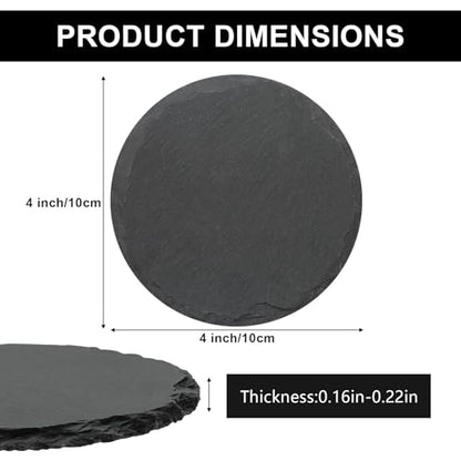 68 Pcs 4 Inch Round Black Slate Coasters Bulk for Laser Engraving | Natural Slate Stone Coasters, Laser Engraving Blanks, Anti-scratch Bottom, DIY Craft, for Office Bar Home Dinner Table Decor - size: 68 Round Coasters
