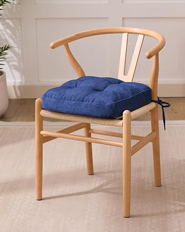 IASEAHK Chair Cushions, Dining Chair Cushions, Tufted Indoor Chair Pads, Set of 4, Navy Blue, 16.5'' x 16.5'' x 3.5'' - color: Navy Blue, size: Pack of 4