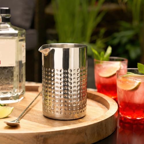 Elsjoy 18 oz Stainless Steel Cocktail Mixing Glass, Double Walled Bartender Mixer Cup Unbreakable Bar Mixing Tin for Stable Stirring