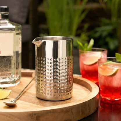 Elsjoy 18 oz Stainless Steel Cocktail Mixing Glass, Double Walled Bartender Mixer Cup Unbreakable Bar Mixing Tin for Stable Stirring
