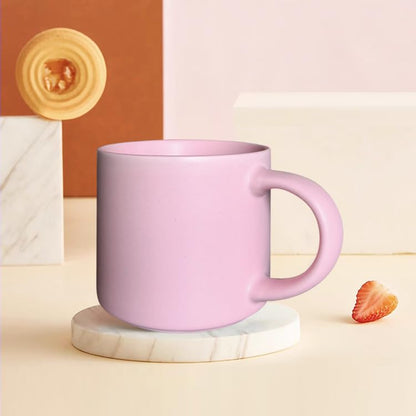 15 oz coffee mug set of 4 stackable heavy ceramic mug gift for Tea Milk Latte, Dishwasher, Microwave safe, pink - color: Pink