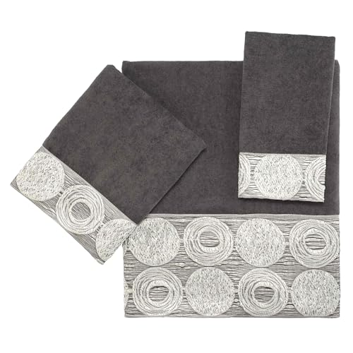 Avanti Linens - 3pc Towel Set, Soft & Absorbent Cotton Towels (Galaxy Collection, Granite) - color: Granite, size: 3-Piece Towels