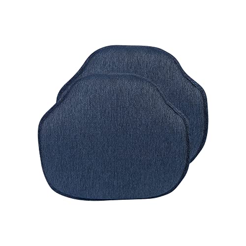 Klear Vu Gripper Omega Non-Slip Windsor Chair Cushions with Skid-Proof Seat Pad for Dining Room, Kitchen, and Office Use, 16x15 Inches, 2 Count (Pack of 1), Indigo - color: Indigo, size: 2 Count (Pack of 1)
