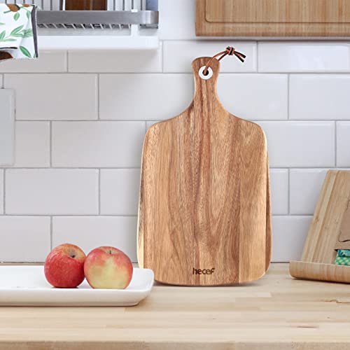 hecef Upgrade Bigger Cheese Board set of 4, a Acacia Wood Cheese Plate and 4 Pcs Knives, Charcuterie Platter Serving Tray for Appetizers, Feast, Housewarming, Cheese Serving - size: Large