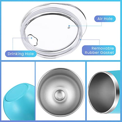 Remagr 16 Pack Stainless Steel Wine Tumblers 12 oz Insulated Vacuum Wine Cup Set Double Wall Stainless Steel Stemless Mug Glasses for Coffee Soda Whiskey Outdoor Travel (Light Blue) - color: Light Blue