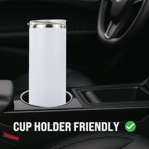 Hogg 20 oz Skinny - White, Powder Coated Tumblers for Laser Engraving, Engravable Tumblers Bulk, Stainless Steel Cups Bulk, Insulated Cups with Lids - color: White