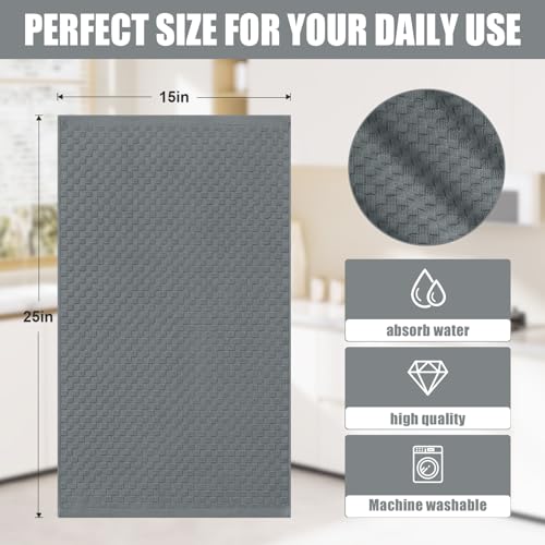 Homaxy 100% Cotton Terry Kitchen Towels(15" x 25", 8 Pack), Dark Grey | Soft and Super Absorbent Dish Towels, 380 GSM Reusable Tea Towel with Hanging Loop, Pineapple Grid Designed - color: Dark Grey, size: 15 x 25 - 8 Pack
