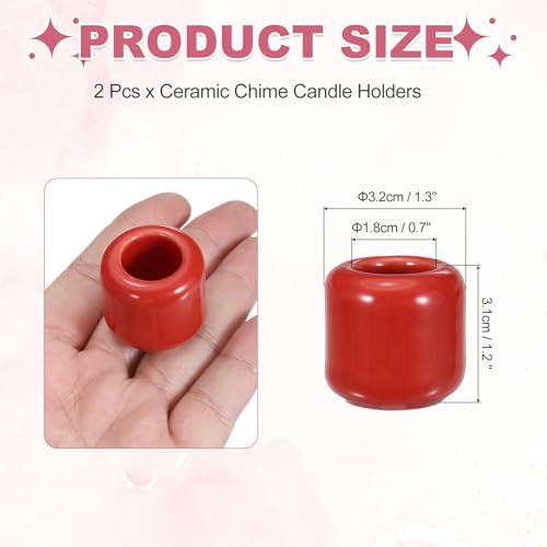 uxcell 2 Pcs Ceramic Chime Candle Holders, Small Ceramic Candle Holders for Birthday Parties Dinners Weddings Table Centerpiece Gatherings Anniversaries Occasions, Red - color: Red