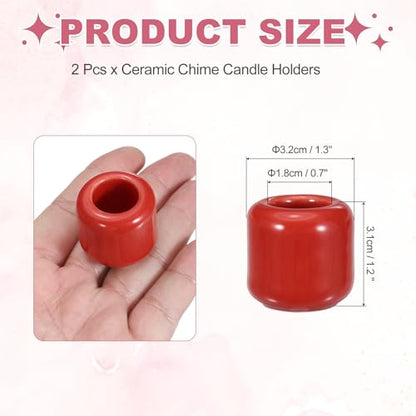 uxcell 2 Pcs Ceramic Chime Candle Holders, Small Ceramic Candle Holders for Birthday Parties Dinners Weddings Table Centerpiece Gatherings Anniversaries Occasions, Red - color: Red